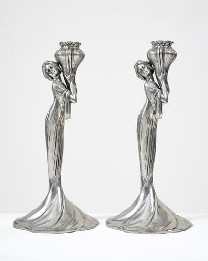 PAIR OF ART NOUVEAU CANDLESTICKS
shaped like...