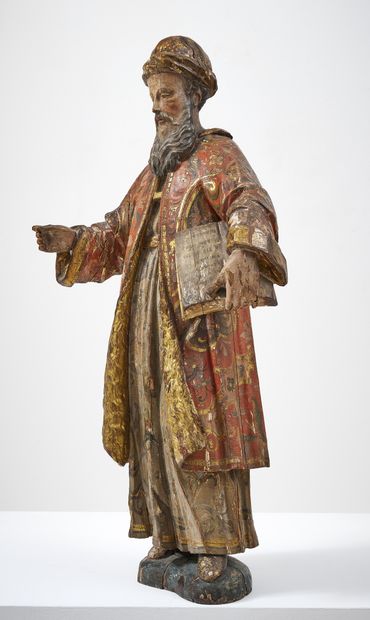 SAINT PERSONNAGE
en bois de résineux sculpté...