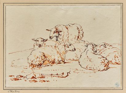 JACOB VAN STRY (1756-1815) ATTRIBUÉ À
Moutons...