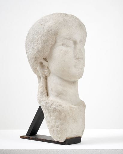 SCULPTED MARBLE WOMAN'S HEAD
, after an ancient...