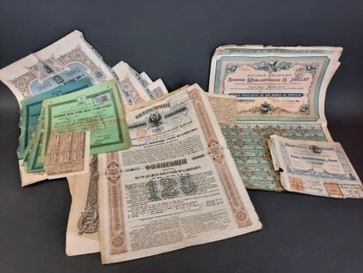 LOT d'ACTIONS AU PORTEUR françaises, russes...