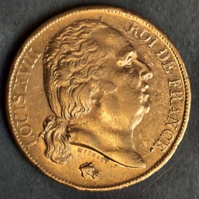 PIECE de 20 F or à l'effigie de Louis XVIII...