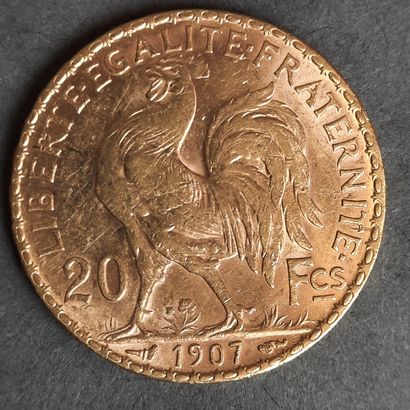 PIECE de 20 F au Coq année 1907