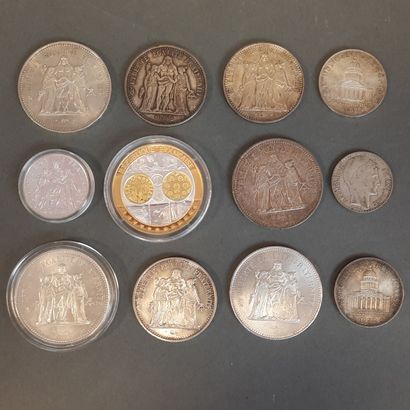 Lot de pièces françaises en argent.