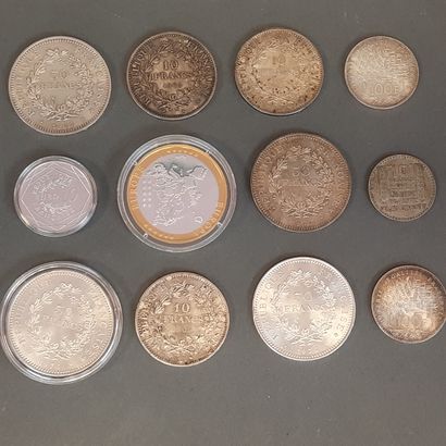 Lot de pièces françaises en argent.