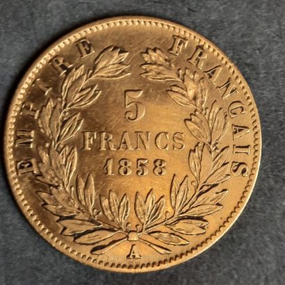 PIECE 5 F or effigie de Napoléon III (Paris,...