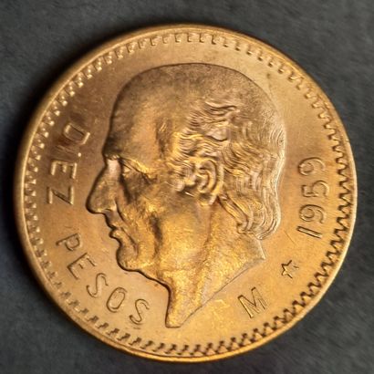 Pièce 10 pesos or Mexique 1959 différent...
