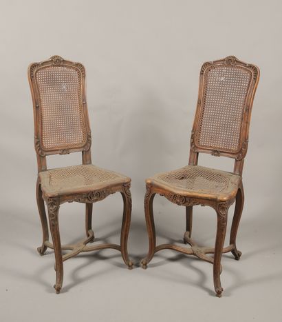 PAIRE de CHAISES CANNEES à DOSSIER PLAT en...