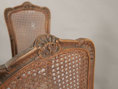 PAIRE de CHAISES CANNEES à DOSSIER PLAT en...