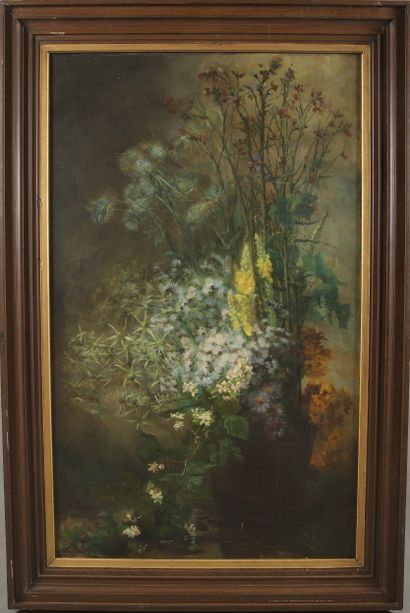 Berthe MOUCHEL (1864-1951). Vase de fleurs...