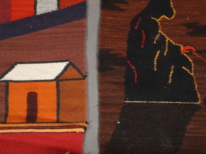DEUX KILIMS ARGENTINS en laine, l'un signé...