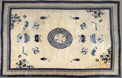 GRAND TAPIS de PEKIN (Chine) en laine et...