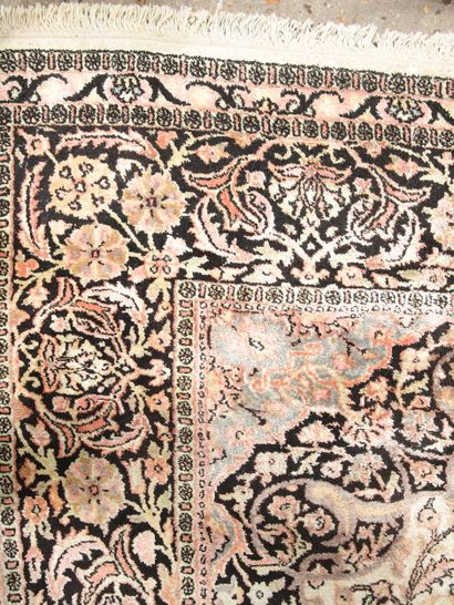 GRAND et FIN TAPIS CACHEMIRE (Inde) en soie...