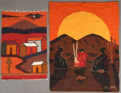 DEUX KILIMS ARGENTINS en laine, l'un signé...