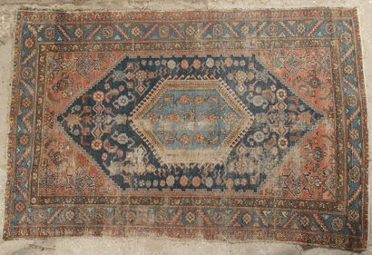TAPIS HAMADAN (Iran) en laine sur coton à...