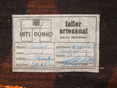 DEUX KILIMS ARGENTINS en laine, l'un signé...