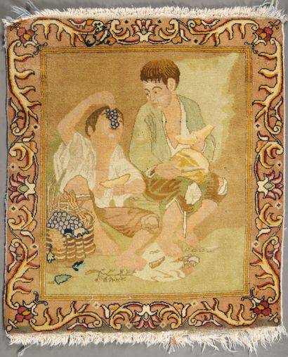 ORIGINAL et FIN TAPIS TABRIZ (Iran) en laine...