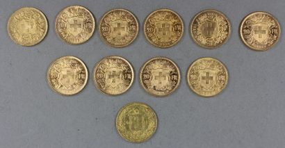 *Onze pièces de 20 F Suisse en or