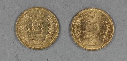 *Deux pièces de 20 F Tunisie 1891, 1904 en...
