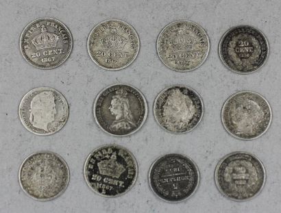 Dix pièces de 20 centimes Louis-Philippe,...