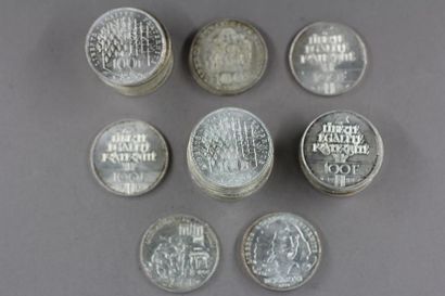 Trente six pièces de 100 FF en argent 1983...