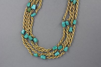 Sautoir à maillons torsadés en or jaune 14k...