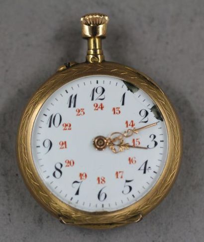 Montre de col en or jaune 18k, pds brut :...