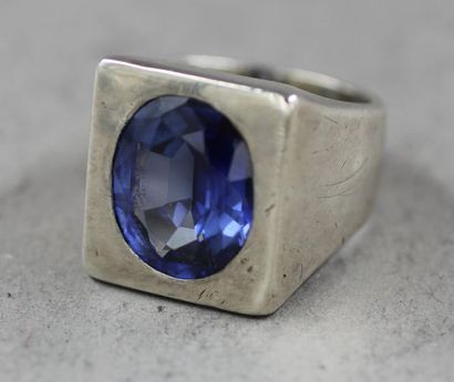 Bague chevalière en argent 925 millièmes,...