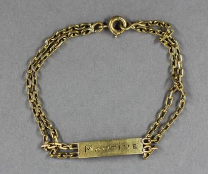 Gourmette en or jaune 18k gravée Martine,...