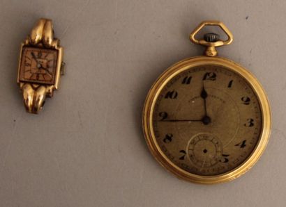 *- Chronomètre en or jaune 18k, pds brut...