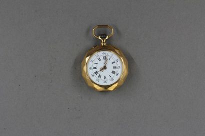 Montre de col facettée en or jaune 18k, pds...