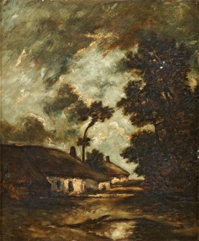 DUPRE Jules (1811-1889)
« Chaumière à Cayeux,...