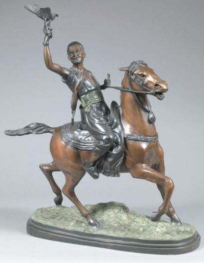« Le fauconnier »Epreuve en bronze à patine...