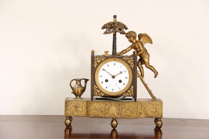 Boundary clock in gilt bronze and bronze...