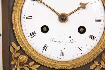 Boundary clock in gilt bronze and bronze...