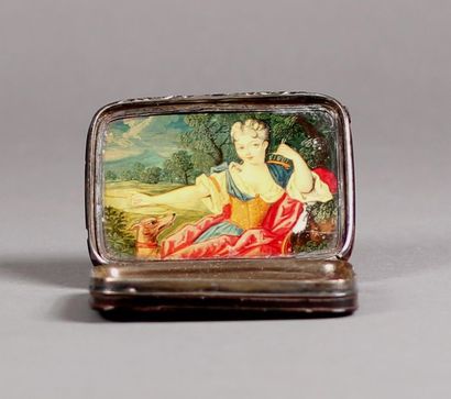 Brown tortoiseshell box inlaid with a silver...