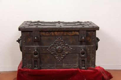 Wrought iron corsair's chest with iron decoration,...