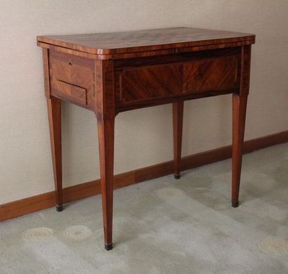Rosewood veneer wallet game table with butterfly...