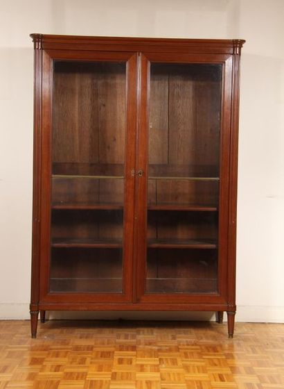 Moulded mahogany and mahogany veneer showcase,...
