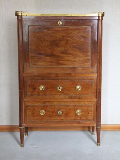 Secretary with flamed mahogany and mahogany...