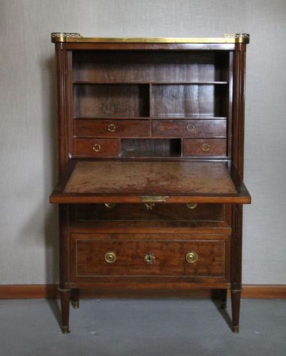 Secretary with flamed mahogany and mahogany...