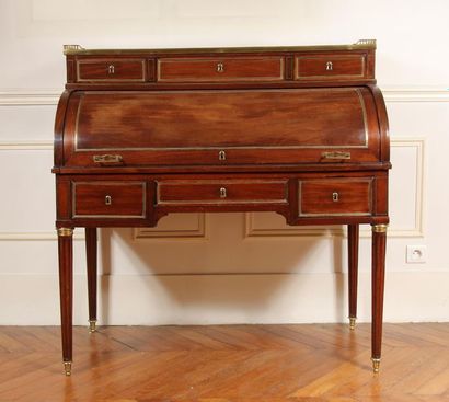 Secretary with mahogany cylinder and mahogany...