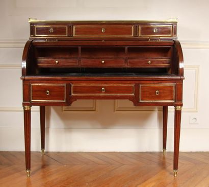 Secretary with mahogany cylinder and mahogany...