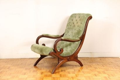 Fauteuil en acajou et velours vert, Angl...