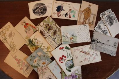 Lot de cartes aquarellées