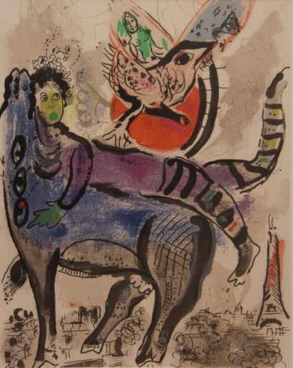 Une lithographie d'après CHAGALL et trois...
