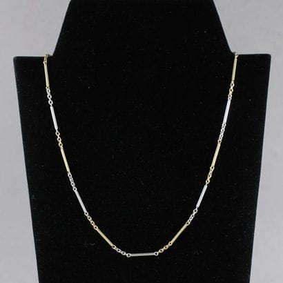 18k yellow gold and platinum stick link necklace,...