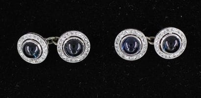 Pair of cufflinks, in 585thousandths white...