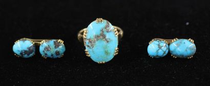 Ring and pair of cufflinks in 18k yellow...