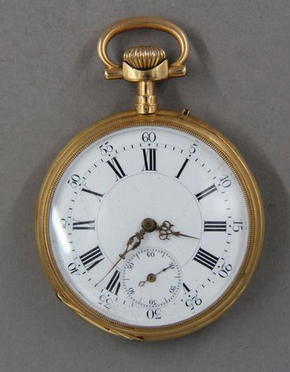 Montre de gousset en or jaune 18k, pds brut...